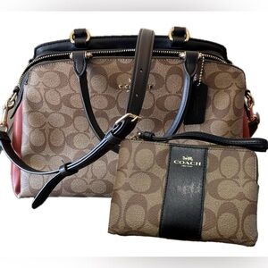 Coach Lillie Carryall In Colorblock Signature Canvas & wristlet